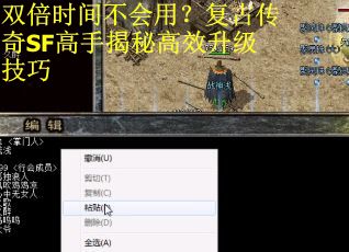 双倍时间不会用？复古传奇SF高手揭秘高效升级技巧
