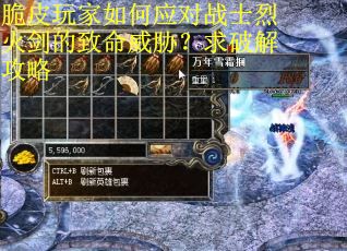 脆皮玩家如何应对战士烈火剑的致命威胁？求破解攻略